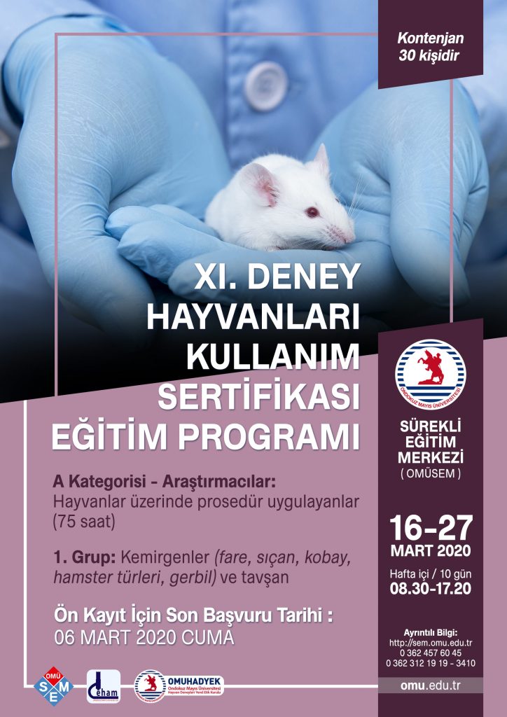 XI.DENEY HAYVANLARI KULLANIM SERTİFİKASI EĞİTİM PROGRAMI