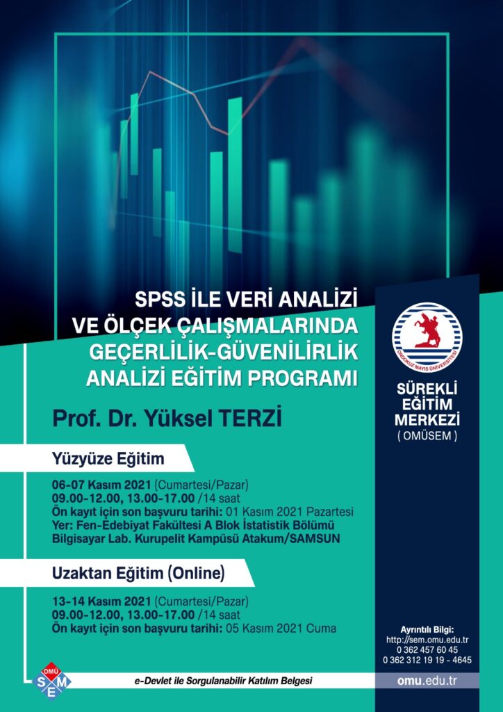 SPSS İLE VERİ ANALİZİ VE ÖLÇEK ÇALIŞMALARINDA GEÇERLİLİK-GÜVENİLİRLİK ANALİZİ EĞİTİM PROGRAMI