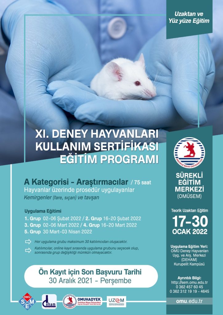XI. DENEY HAYVANLARI KULLANIM SERTİFİKASI EĞİTİM PROGRAMI