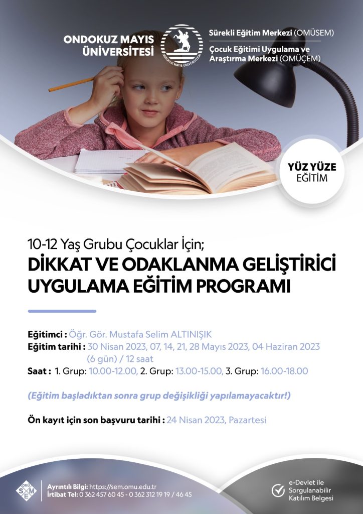 <strong>DİKKAT VE ODAKLANMA GELİŞTİRİCİ UYGULAMA </strong><strong>EĞİTİM PROGRAMI</strong>