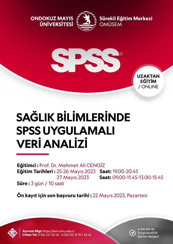 <strong>SAĞLIK BİLİMLERİNDE SPSS UYGULAMALI VERİ ANALİZİ</strong>