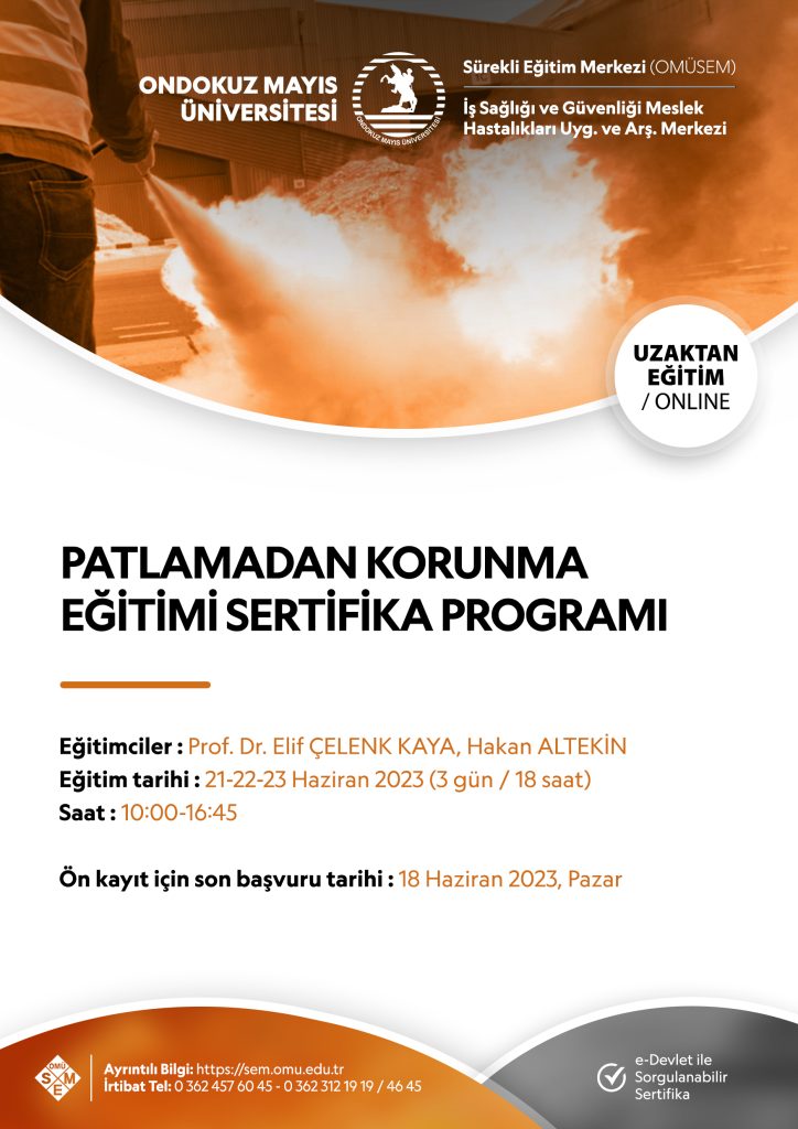 <strong>PATLAMADAN KORUNMA EĞİTİMİ SERTİFİKA PROGRAMI</strong>