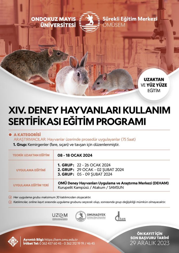 XIV. DENEY HAYVANLARI KULLANIM SERTİFİKASI EĞİTİM PROGRAMI