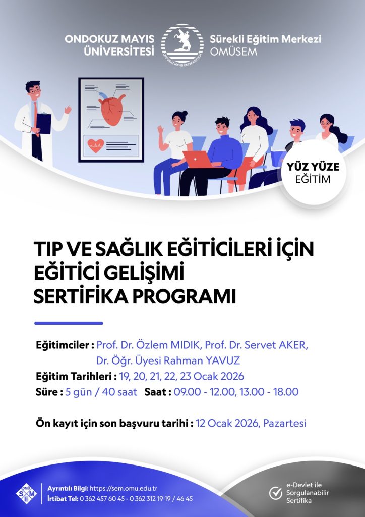 TIP VE SAĞLIK EĞİTİCİLERİ İÇİN EĞİTİCİ GELİŞİMİ  SERTİFİKA PROGRAMI
