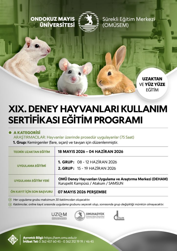 XIX. DENEY HAYVANLARI KULLANIM SERTİFİKASI EĞİTİM PROGRAMI